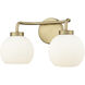 Oprah 2 Light 15 inch Vintage Brass Vanity Light Wall Light